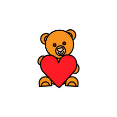 Poster - bear toy line icon. Elements of valentines day illustration icons. Signs, symbols can be used for web, logo, mobile app, UI, UX on white background