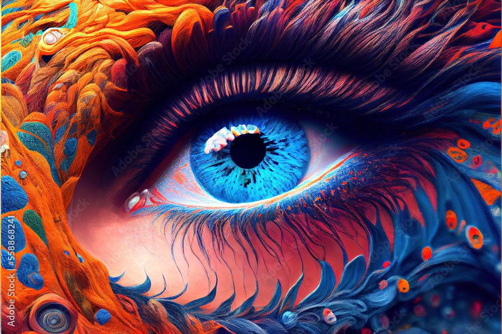 Generative AI abstract render of a human eye Stock Illustration | Adobe ...