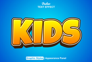 Wall Mural - kids text effect with graphic style and editable.