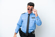 © luismolinero - Young police caucasian man isolated on white background with glasses and surprised