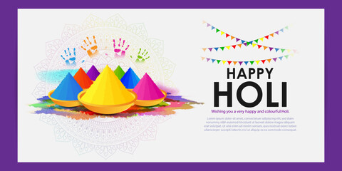 Poster - Vector illustration of Happy Holi festival greeting Festival of Colors