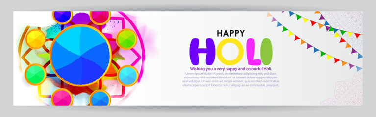 Vector illustration of Happy Holi festival greeting Festival of Colors