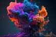 illustration of Colorful paint smoke on abstract black background