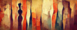 Leinwandbild Motiv Brown watercolor lines as panorama background illustration (Generative AI)