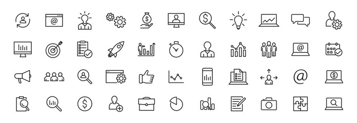 Business linear icons set. Finance and money