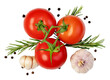 Leinwandbild Motiv fresh tomato, herbs and spices on transparent background. png file
