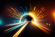 canvas print picture - Licht Tunnel, Motion Blur Effekt - Generative AI