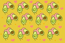 Cute Avocado Couple Patternn Background