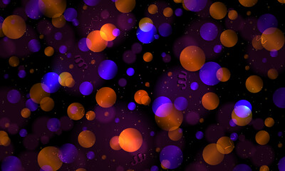 Canvas Print - Bright circles of blue and yellow colors on a black design