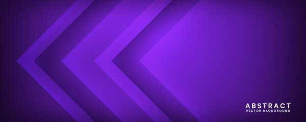 Wall Mural - 3D purple geometric abstract background overlap layer on dark space with cutout effect decoration. Minimalist graphic design element arrow style concept for banner, flyer, card, cover, or brochure