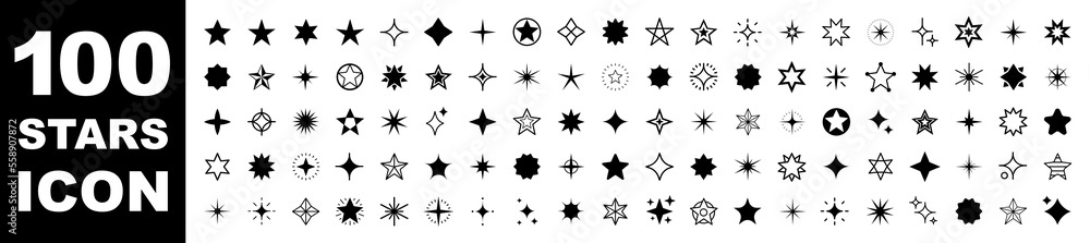 100 stars icon. Stars collection. Star icon. Stars in modern simple ...