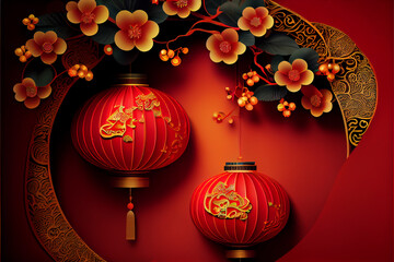 Chinese New Year greeting card. Computer generated art design.