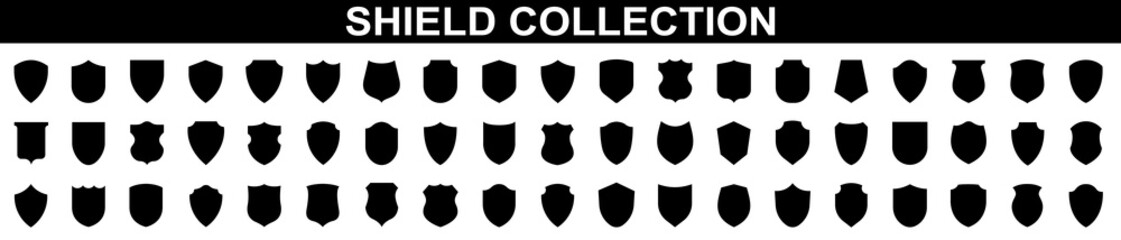 Shield icons set. Protect signs Different shields icon collection. Collection of security shield icons with contours and linear signs. Vector illustration