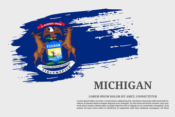 Michigan US flag grunge brush and poster, vector