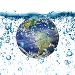 Wall Mural - Water scarcity concept on earth isolated on white background. Lack of water on the world. Earth day or World Water Day concept. Elements of this image furnished by NASA.