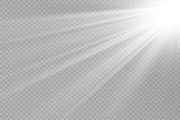 Poster - Special lens flash, light effect. The flash flashes rays and searchlight. illust.White glowing light. Beautiful star Light from the rays. The sun is backlit. Bright beautiful star. Sunlight. Glare.	
