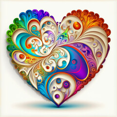 Psychedelic inspired Valentine heart, Generative AI