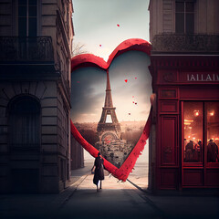 Wall Mural - Valentines day in france ai art