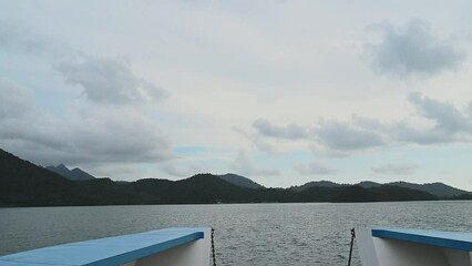 Wall Mural - koh chang landscape view from the Ferry in cloudy day trat thailand.
