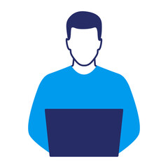 Man using laptop and typing icon