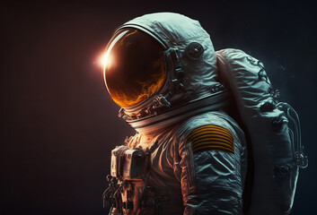 Wall Mural - a space astronaut figure wearing a helmet. side profile. generative ai