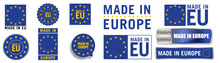 Made In EU Vector Icon Illustration Variations With Stars	
