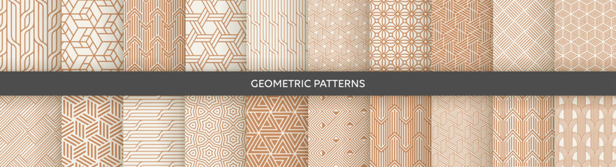 Set of Geometric seamless patterns. Abstract geometric  hexagonal  graphic design print 3d cubes pattern. Seamless  geometric cubes pattern.
