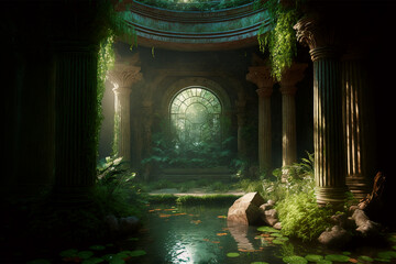 generative ai illustration of ancient cistern ruins
