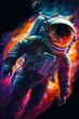 Astronaut in Space, trippy, vibrant