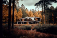 3d Render Styled Conceptional Sketch Of A Modern Minimalist Cozy House