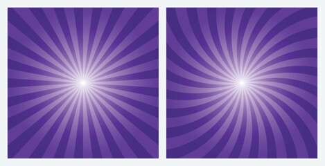 Aufkleber - Indigo Purple rays background. Deep Purple sunburst pattern background set. Radial and swirl retro style background  in pop art style.