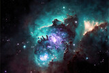 Fototapeta Sypialnia - galaxy nebula colorful space pattern, illustration digital generative ai design art style