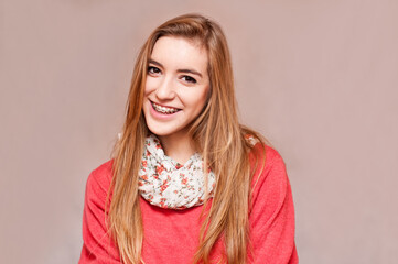 Wall Mural - gorgeous girl smiling with her braces