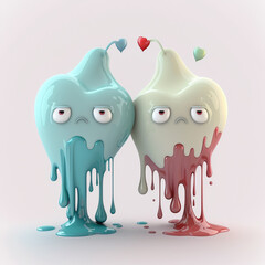 Sticker - two melted hearts
