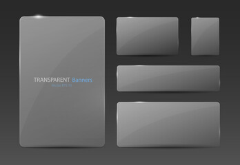 Wall Mural - a set of transparent banners on a gray background. vector illustration. glass banners with highlight