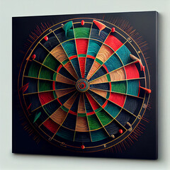 Original wooden Dart board on wall