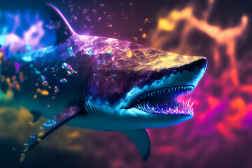 Wall Mural - Creative abstract Dangerous Shark.  Image created with Generative AI technology.