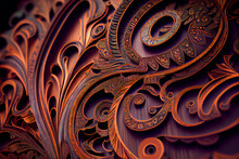 Wooden Craft Floral Pattern Background.  Generative AI.