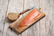 smoked trout over cutting board
