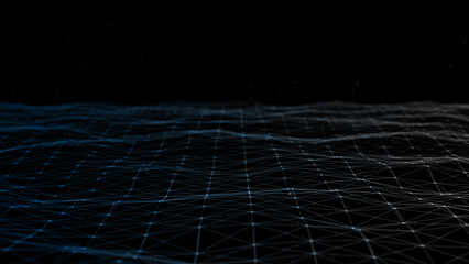 Wall Mural - futuristic wave with lines and dots. abstract background with a dynamic wave. particle placement wit