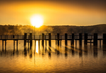 Sticker - typical old wooden jetty at the lake Starnberg