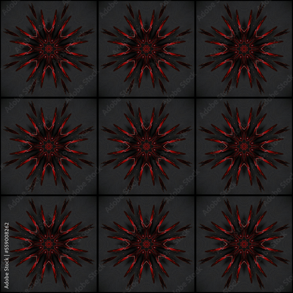 Seamless texture, tile from red gothic floral patterns. Dark seamless ...