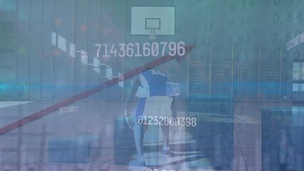 Canvas Print - Animation of statistics and data processing over basketball player