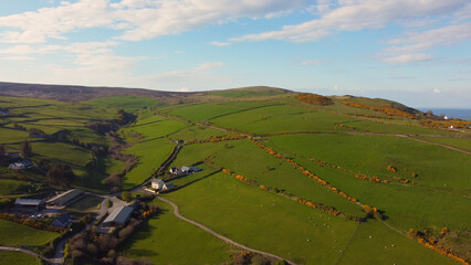 Wall Mural - The beautiful landscape of Antrim Northern Ireland - aerial view by drone from above