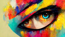 Beautiful Colorful Eyes. Modern Art.