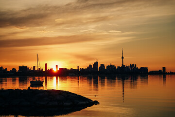 Wall Mural - Panoramic view of Toronto skyline at sunrise, Ontario, Canada