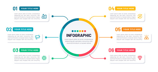 Wall Mural - Infographic template with six steps