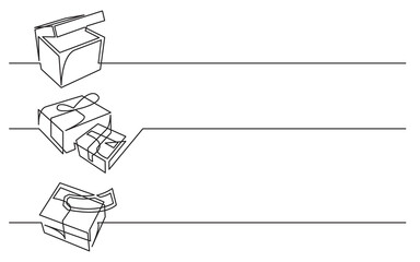 Wall Mural - png image with transparent background of continuous line drawing of business icons: box, packages, m