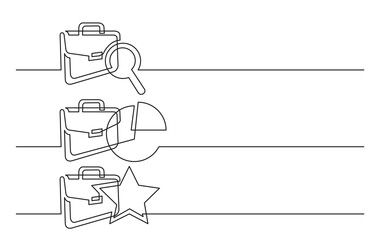 Wall Mural - PNG image with transparent background of continuous line drawing of business icons: briefcase with search, investment pie chart, star investor