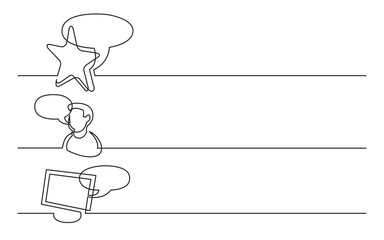 Wall Mural - PNG image with transparent background of continuous line drawing of business icons: favorite opinion, user recomendation, internet chat